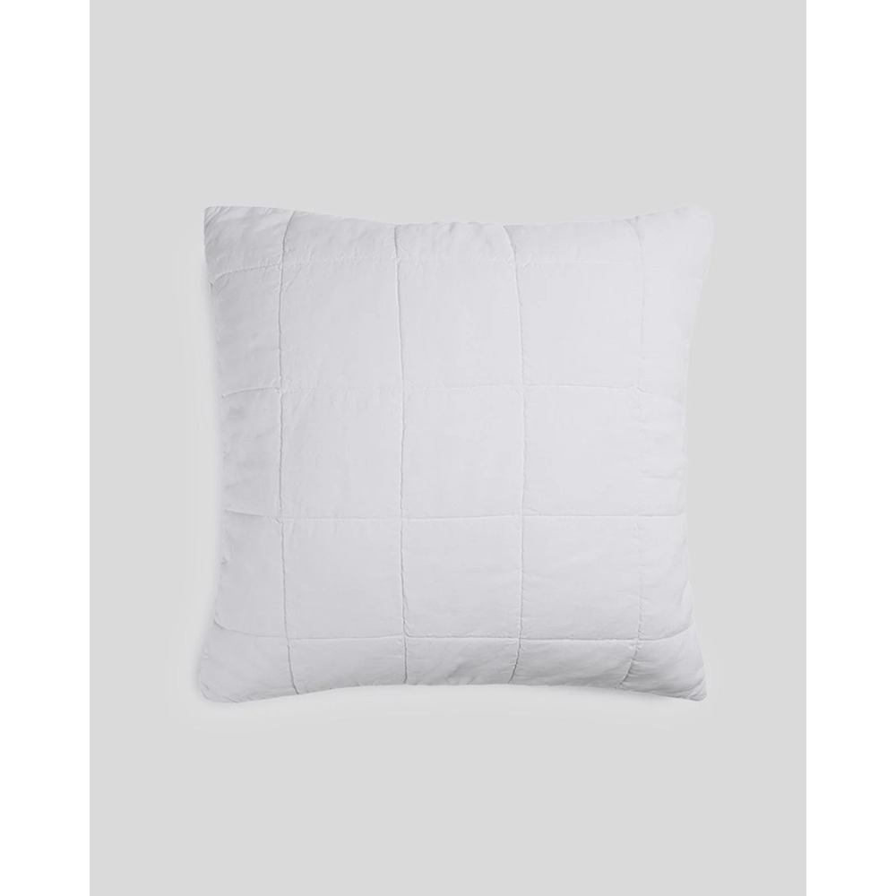 Parachute White Linen Box Quilted Euro Sham 26x26 Cotton Back Washed Never Used